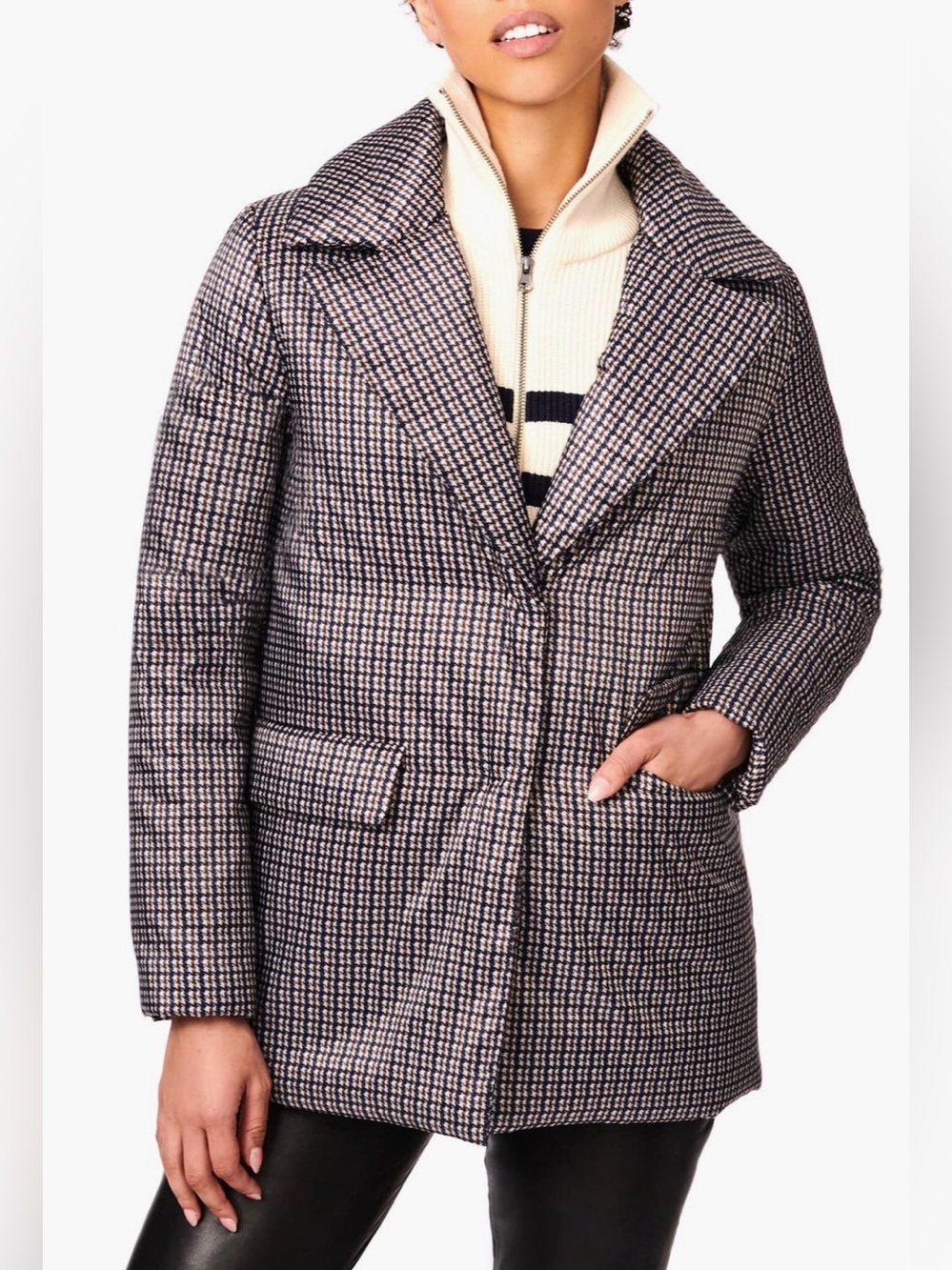 NEW…Bernardo Houndstooth Puffer Blazer